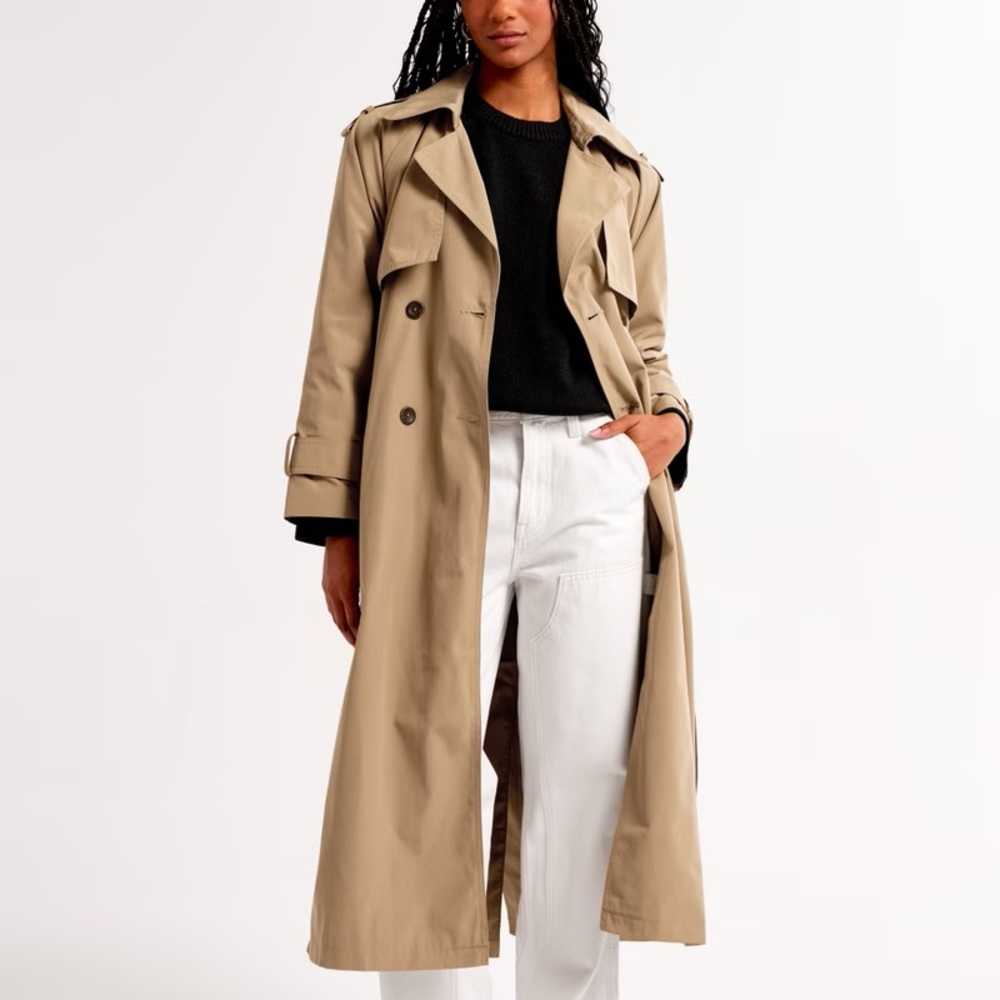 Abercrombie & Fitch Trench Coat, Camel, Belted, Size Medium